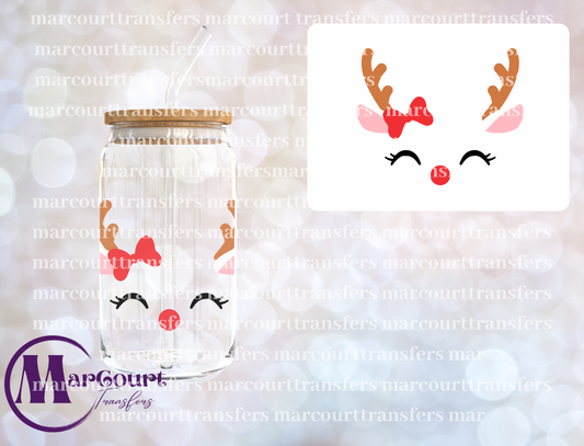 GIRL REINDEER FACE-DECAL-UV DTF CUP WRAP