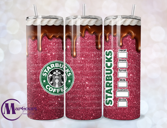 GLITTER STARBUCKS W CREAM-SKINNY TUMBLER TRANSFER