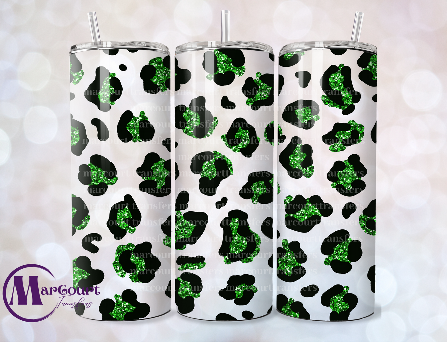 GLITTER LEOPARD GREEN-20 OZ-UV DTF CUP WRAP