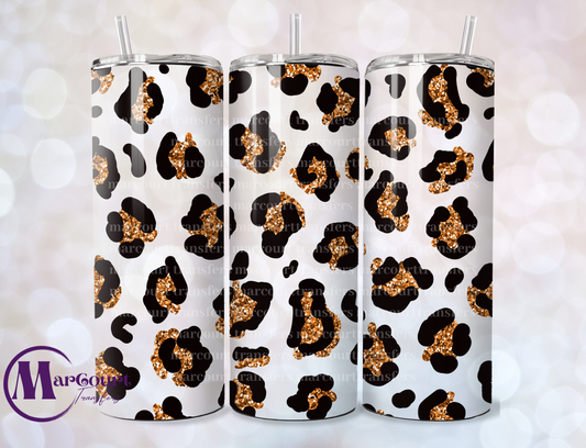 GLITTER LEOPARD ORANGE-20 OZ-UV DTF CUP WRAP