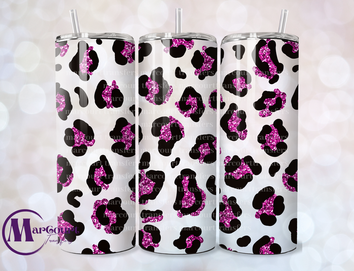 GLITTER LEOPARD PINK-20 OZ-UV DTF CUP WRAP