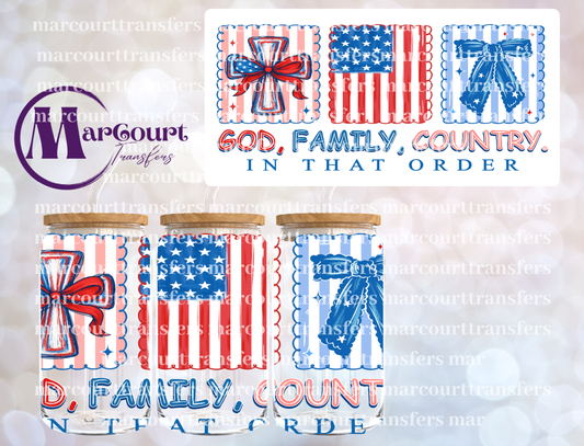GOD FAMILY COUNTRY-16 0Z-UV DTF CUP WRAP