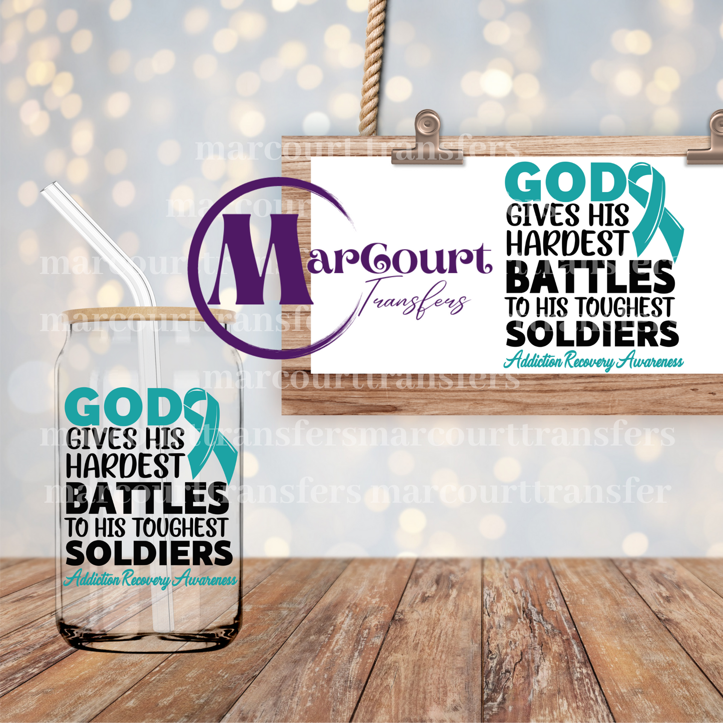 GOD GIVES HIS HARDEST BATTLES-DECAL-UV DTF CUP WRAP