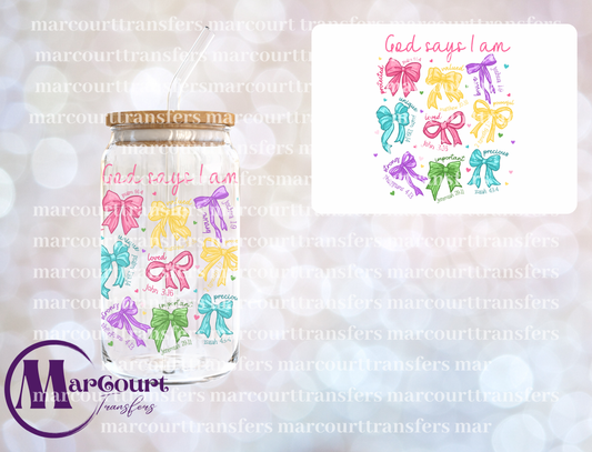 GOD SAYS I AM BOWS-DECAL-UV DTF CUP WRAP
