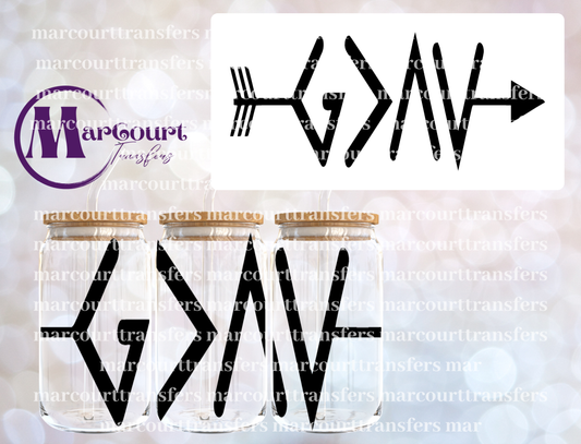 GOD IS GREATER ARROW-16 0Z-UV DTF CUP WRAP