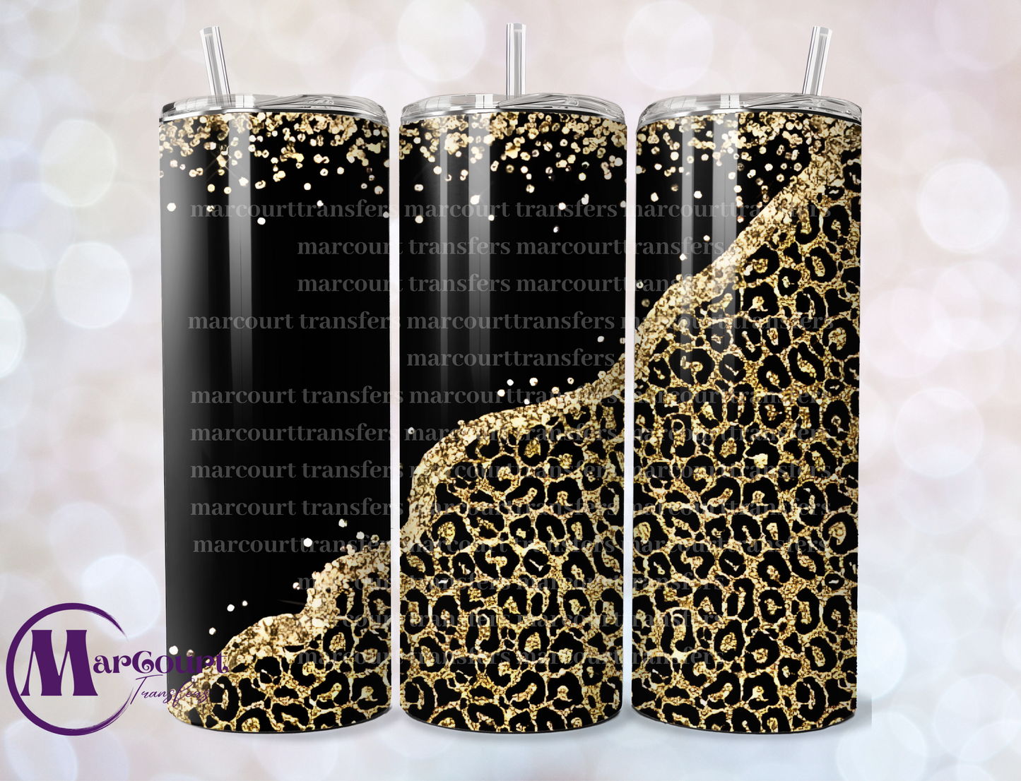 GOLD AND BLACK ANGLE LEOPARD-SKINNY TUMBLER TRANSFER