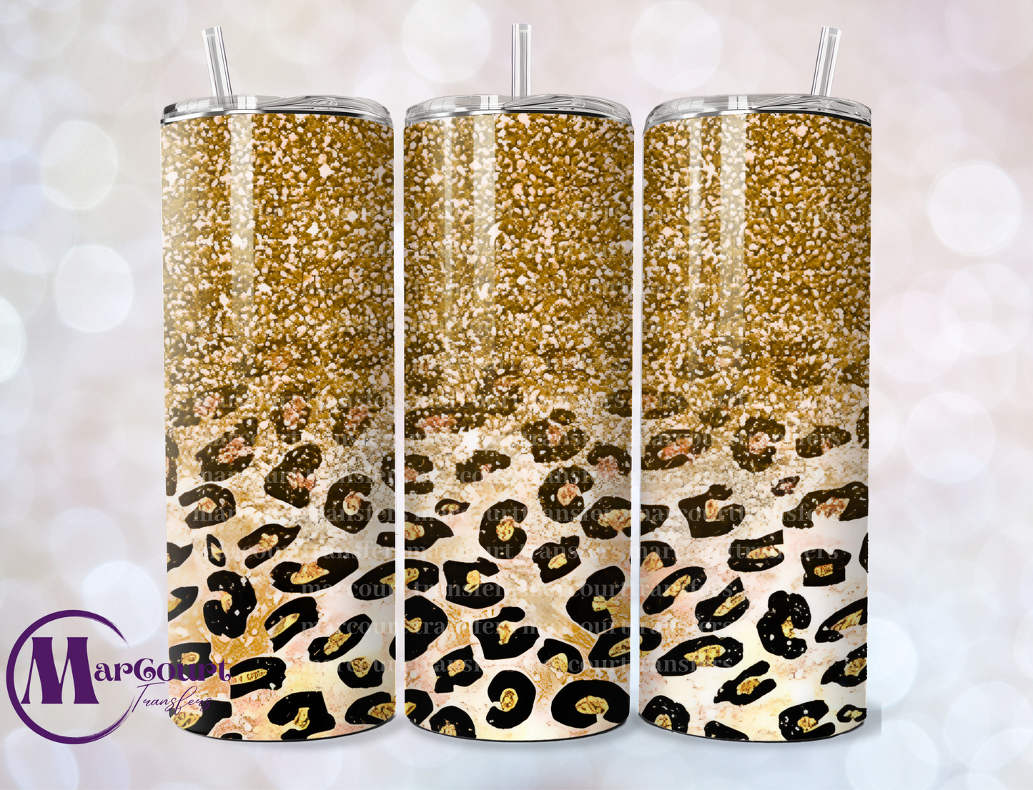 GOLD LEOPARD GLITTER-SKINNY TUMBLER TRANSFER