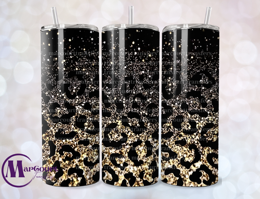 GOLD AND BLACK LEOPARD 1-SKINNY TUMBLER TRANSFER