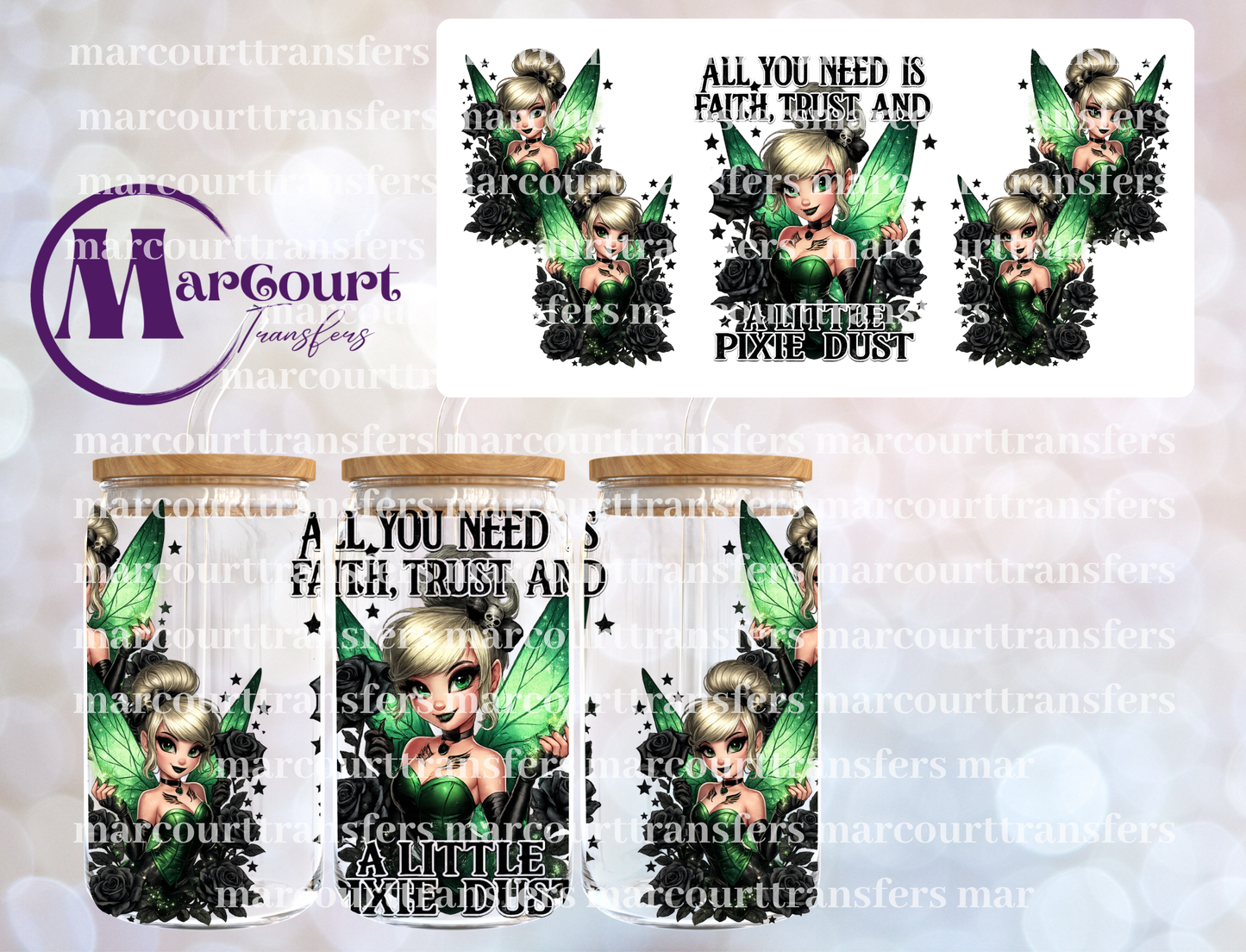 GOTH TINKERBELL-16 0Z-UV DTF CUP WRAP