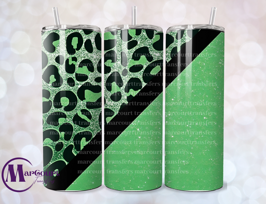 GREEN AND BLACK ANGLE LEOPARD-SKINNY TUMBLER TRANSFER