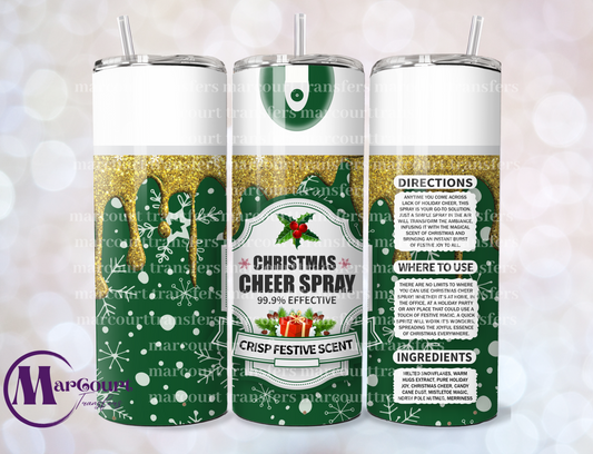 GREEN CHRISTMAS CHEER-SKINNY TUMBLER TRANSFER