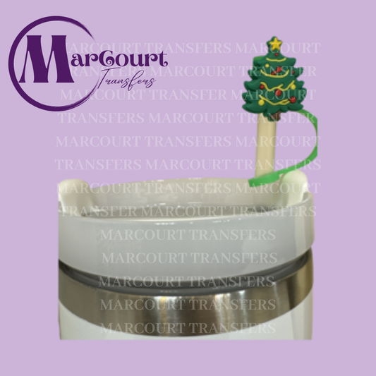 GREEN CHRISTMAS TREE-STRAW TOPPER