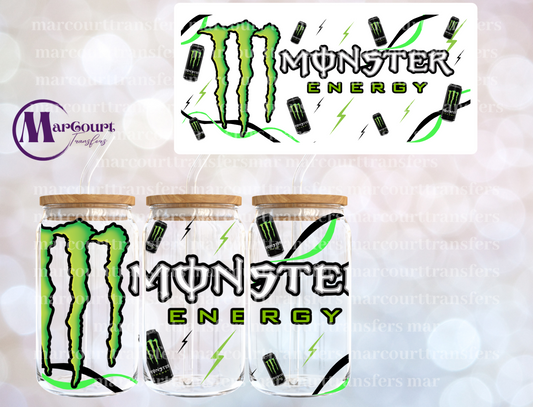 GREEN MONSTER ENERGY-16 0Z-UV DTF CUP WRAP