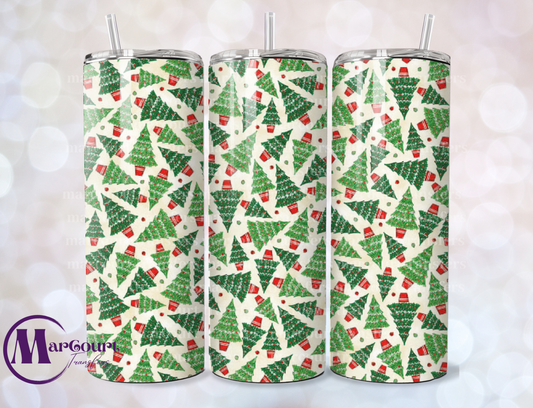 GREEN AND RED CHRISTMAS TREE-SKINNY TUMBLER TRANSFER