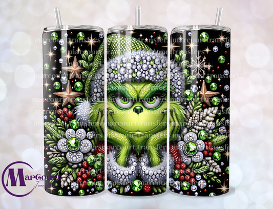 GREEN AND RED SPARKLE GRINCH-SKINNY TUMBLER TRANSFER