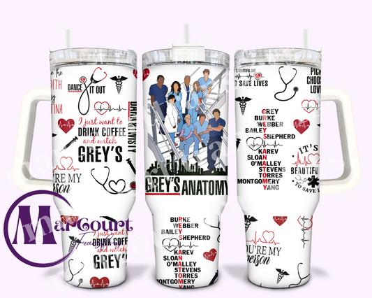 GREYS ANATOMY-40 0Z-SUBLIMATION TUMBLER TRANSFER