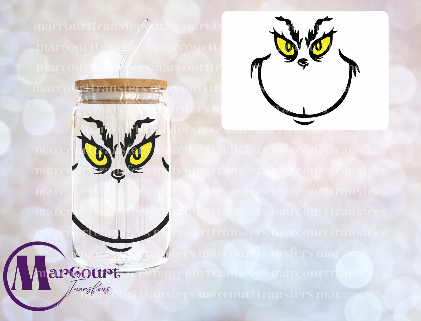 GRINCH FACE (EYES AND MOUTH)-UV DTF CUP WRAP