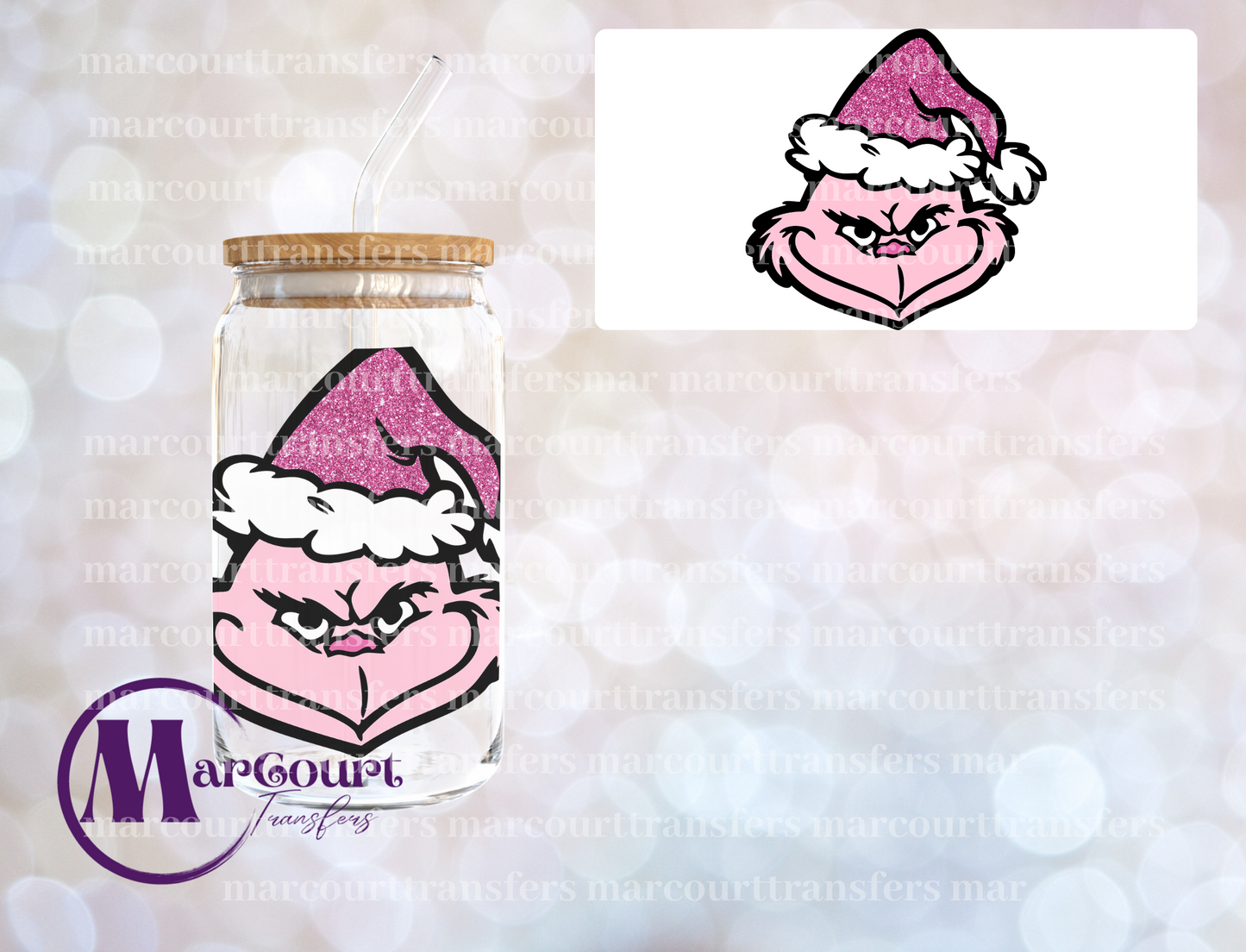 GRINCH PINK-UV DTF CUP WRAP