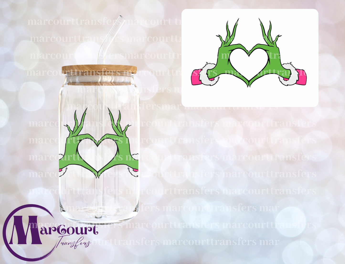 GRINCH HEART HANDS PINK-DECAL-UV DTF CUP WRAP