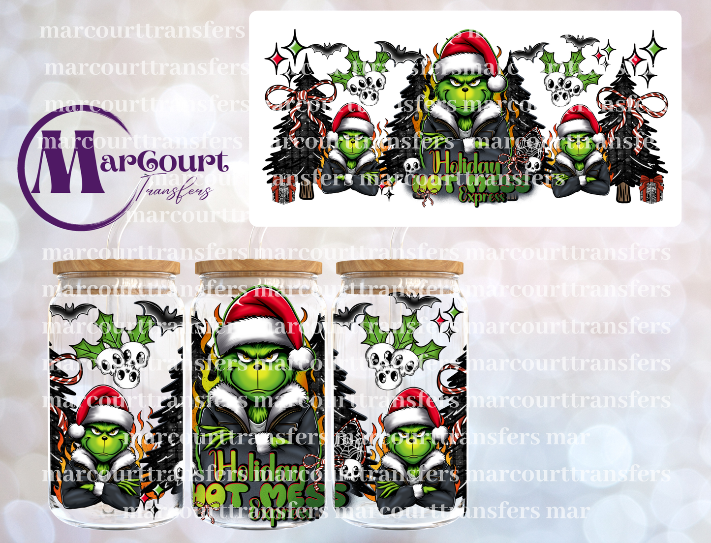 GRINCH HOLIDAY HOT MESS-16 0Z-UV DTF CUP WRAP