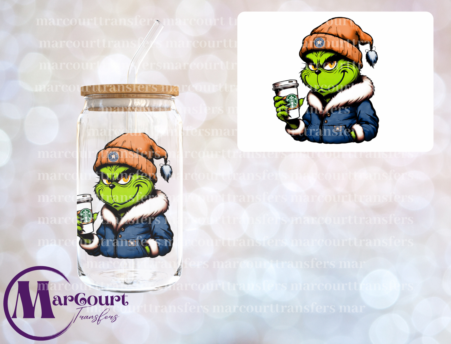 GRINCH HOUSTON ASTROS-DECAL-UV DTF CUP WRAP