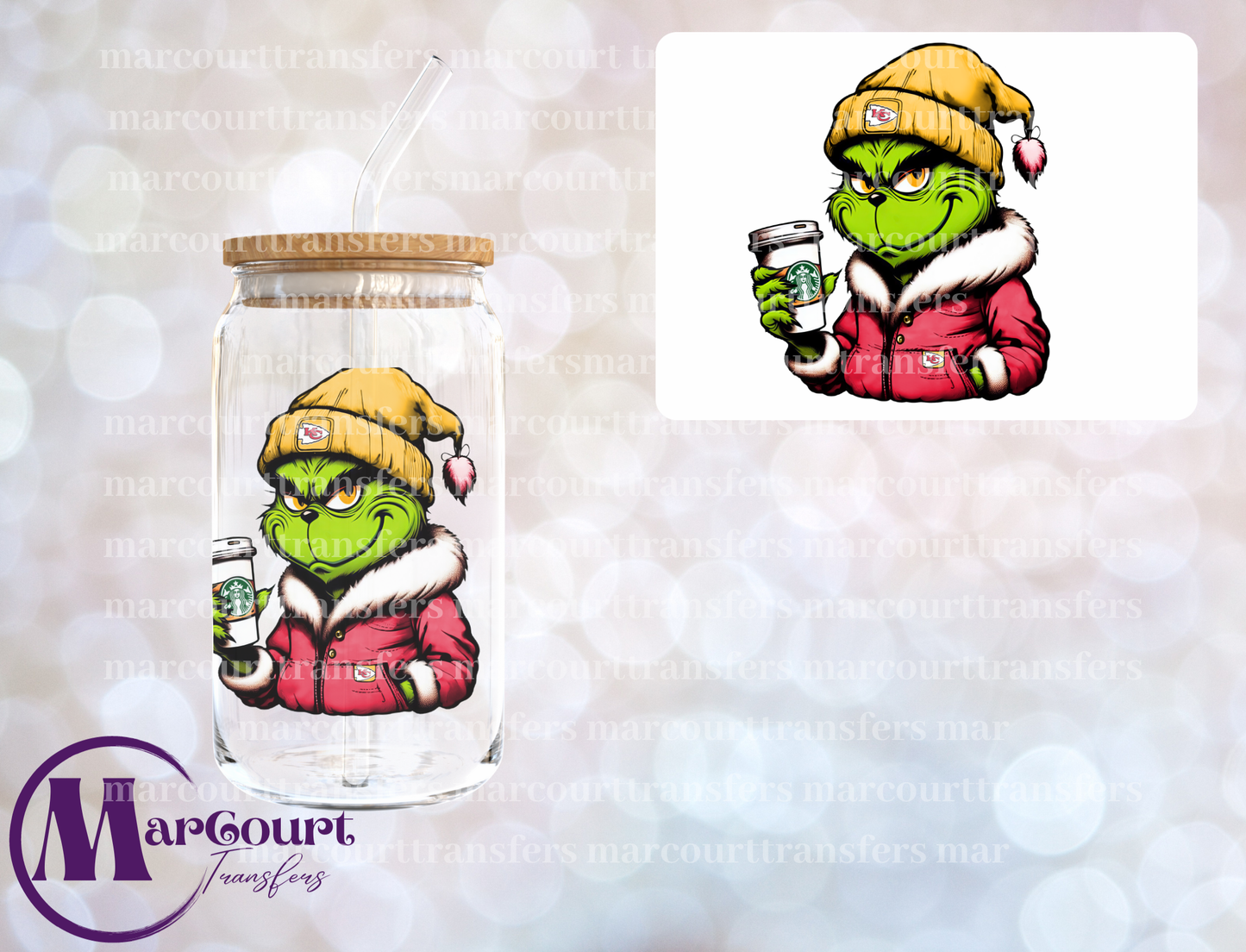 GRINCH KANSAS CITY CHIEFS-DECAL-UV DTF CUP WRAP