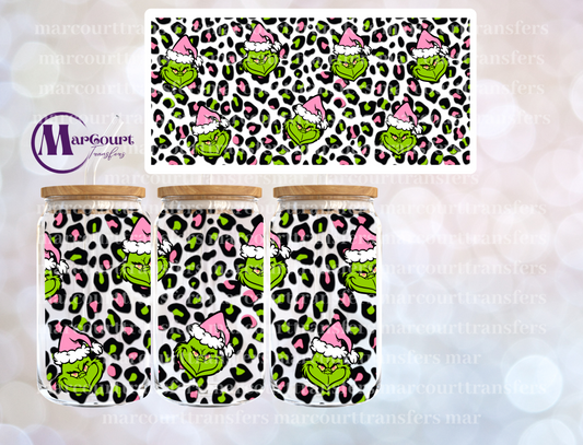 GRINCH LEOPARD PINK-16 0Z-UV DTF CUP WRAP