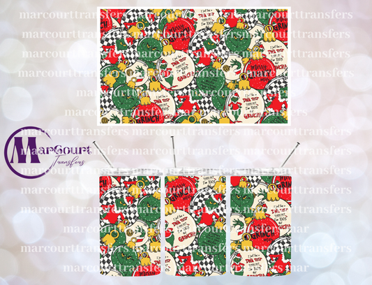 GRINCH ORNAMENTS #1-12 OZ TUMBLER SUBLIMATION