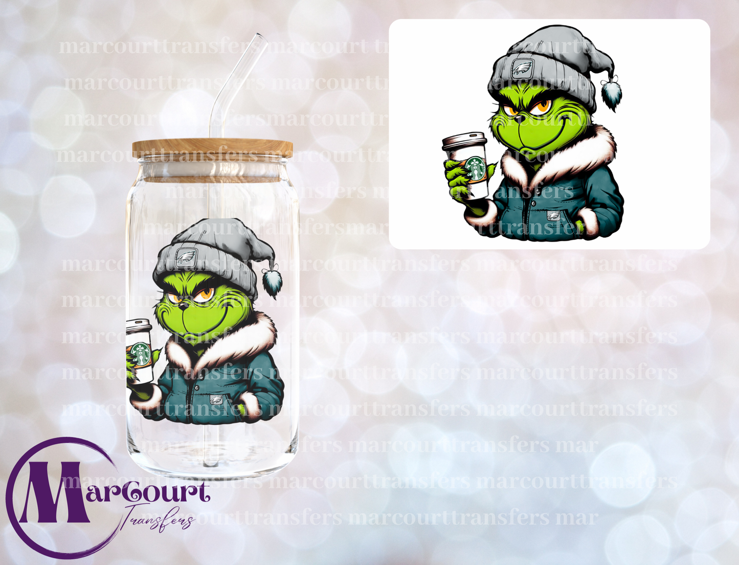 GRINCH PHILADELPHIA EAGLES-DECAL-UV DTF CUP WRAP