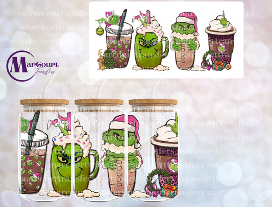 GRINCH PINK DRINKS 3-16 0Z-UV DTF CUP WRAP