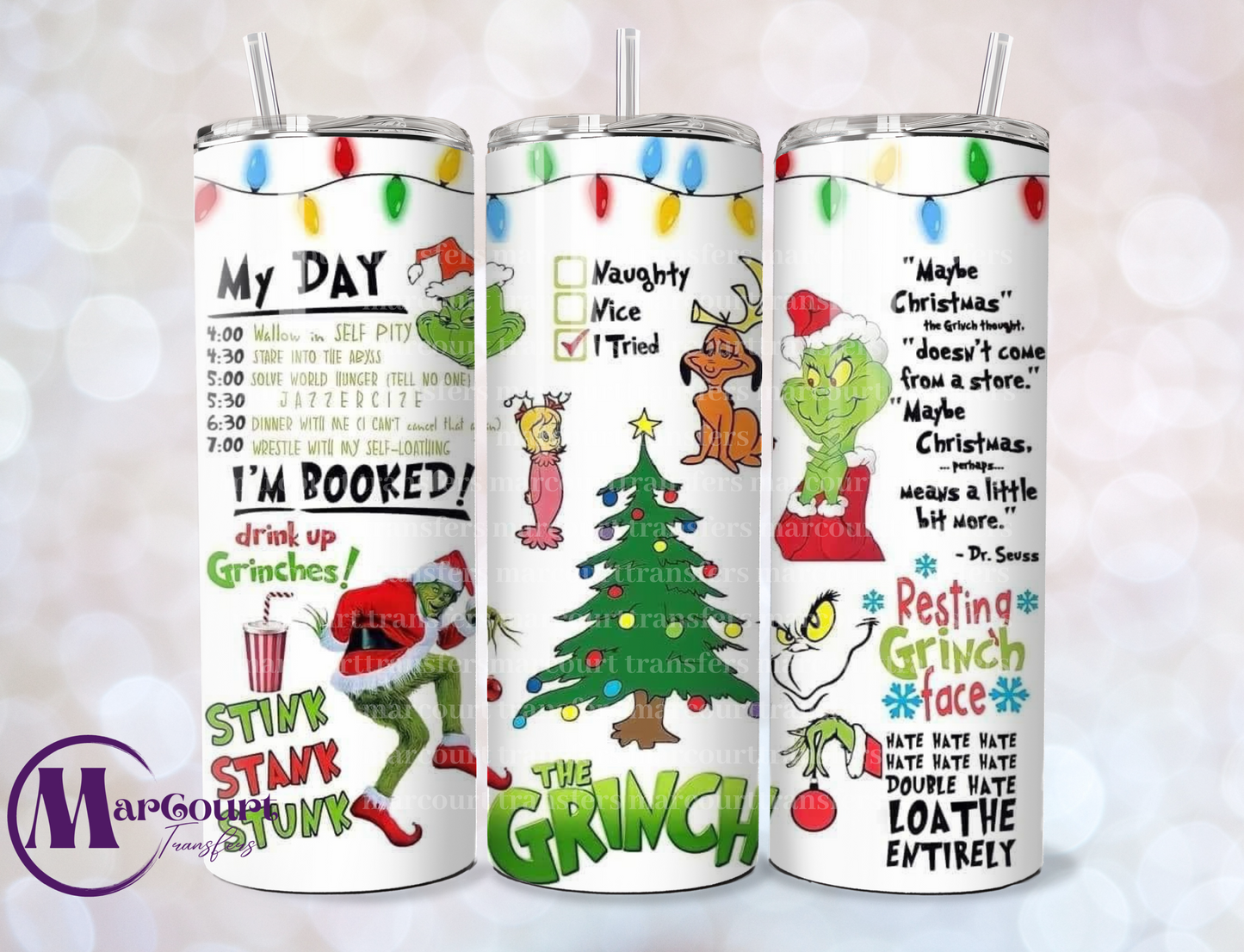 GRINCH QUOTES-SKINNY TUMBLER TRANSFER