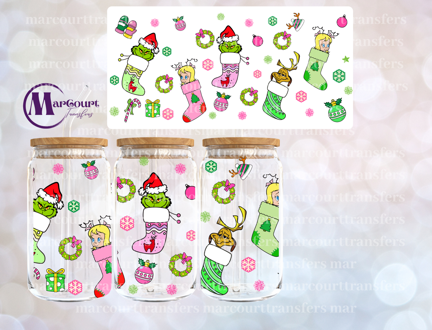 GRINCH STOCKINGS-16 0Z-UV DTF CUP WRAP