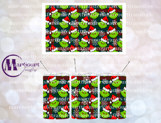 GRINCHHEAD AND SNOWFLAKES-12 OZ TUMBLER SUBLIMATION