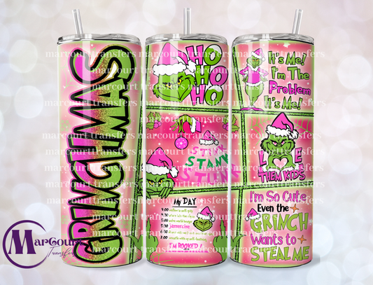 GRINCHMAS PINK-20-SKINNY TUMBLER TRANSFER (SUBLIMATION)
