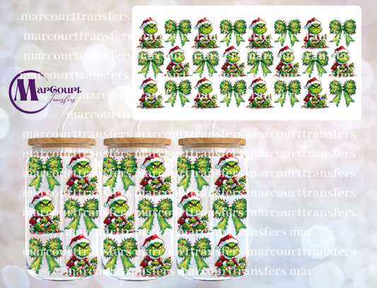 GRINCH WITH LIGHTS AND BOWS-16 0Z-UV DTF CUP WRAP