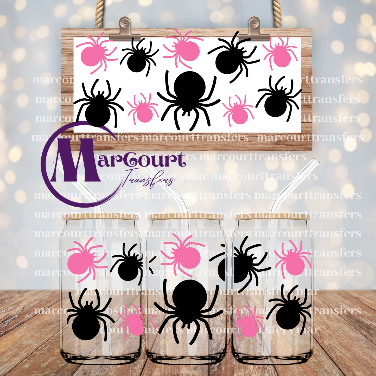 HALLOWEEN SPIDERS-16 0Z-UV DTF CUP WRAP