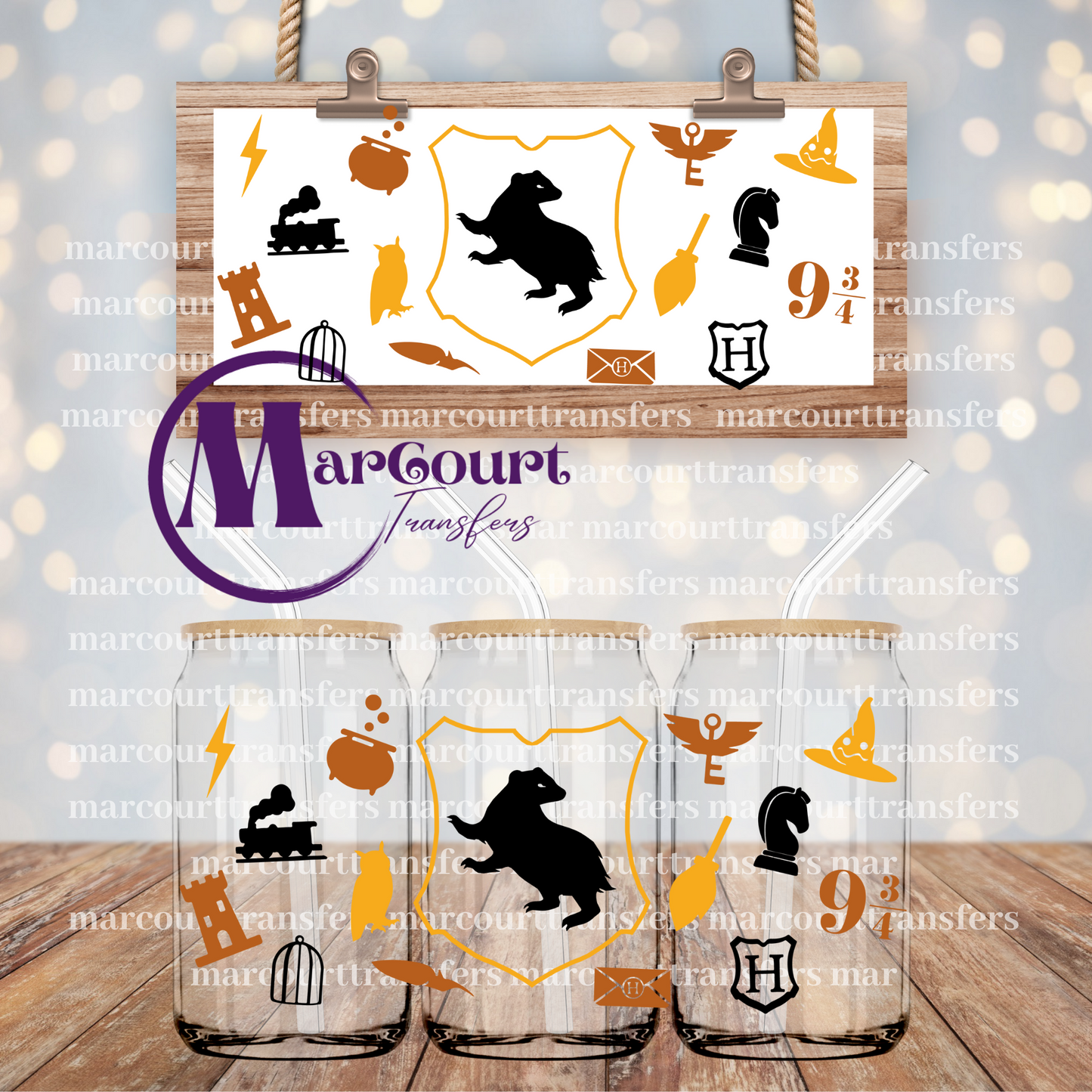 HARRY POTTER HUFFLEPUFF-16 0Z-UV DTF CUP WRAP