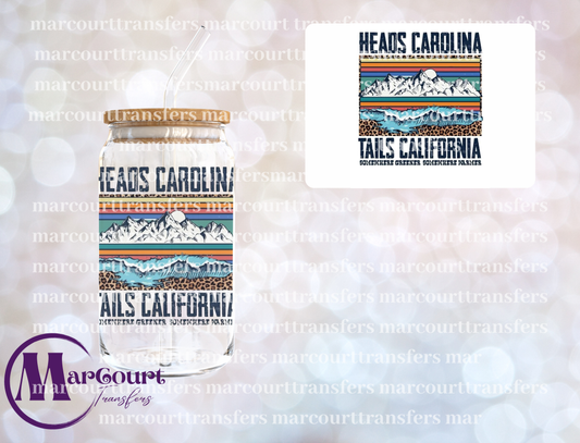 HEADS CAROLINA TAILS CALIFORNIA-DECAL-UV DTF CUP WRAP