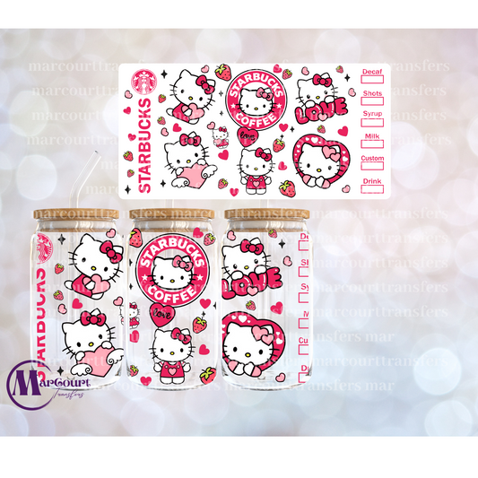 HELLO KITTY STARBUCKS VALENTINE-16 0Z-UV DTF CUP WRAP