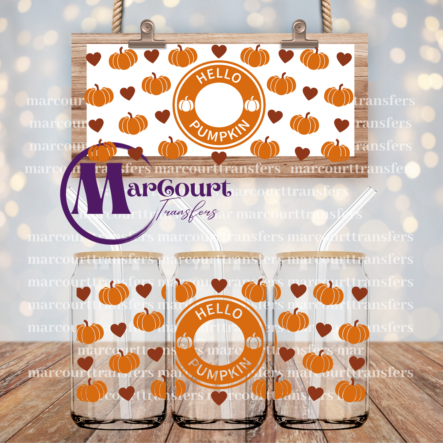 HELLO PUMPKIN-16 0Z-UV DTF CUP WRAP