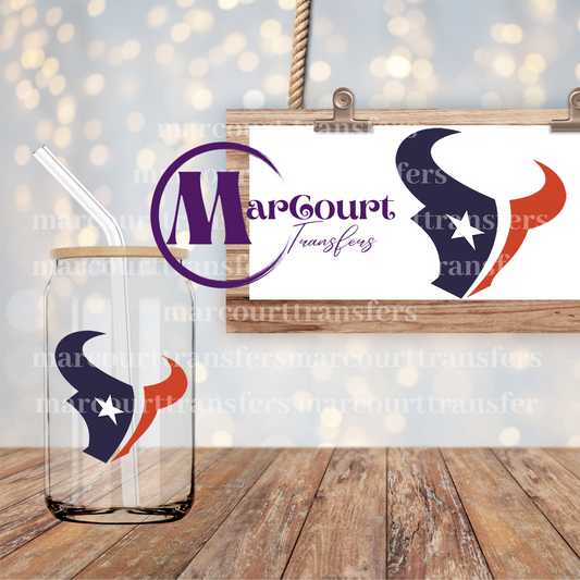 HOUSTON TEXANS BULL DECAL-UV DTF CUP WRAP