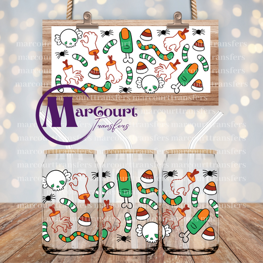 HALLOWEEN CANDY CORN AND BODY PARTS-16 0Z-UV DTF CUP WRAP