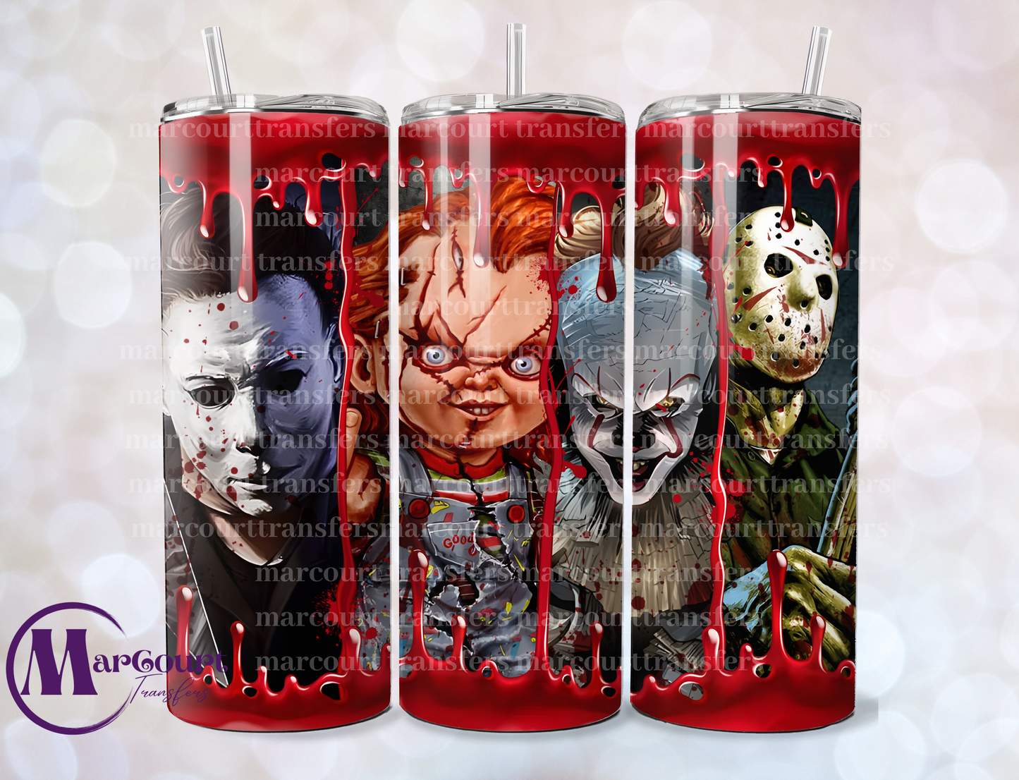 HALLOWEEN HORROR-SKINNY TUMBLER TRANSFER