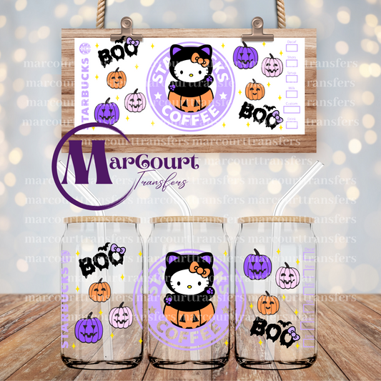 HALLOWEEN KITTY STARBUCKS-16 0Z-UV DTF CUP WRAP