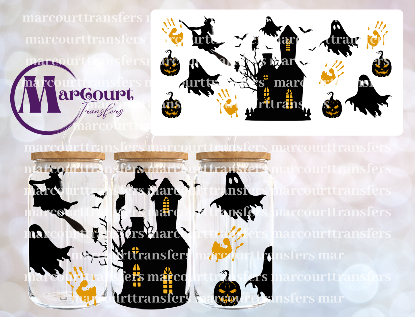 HALLOWEEN MANSION-16 0Z-UV DTF CUP WRAP