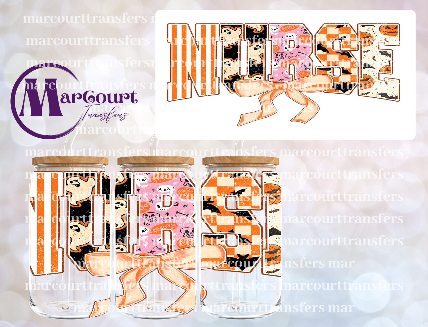 HALLOWEEN NURSE-16 0Z-UV DTF CUP WRAP