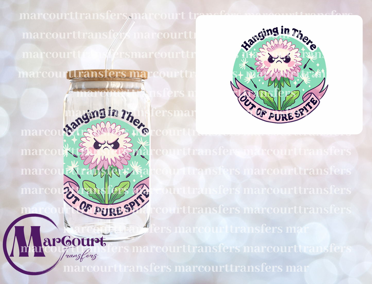 HANGING IN THERE OUT OF PURE SPITE-DECAL-UV DTF CUP WRAP