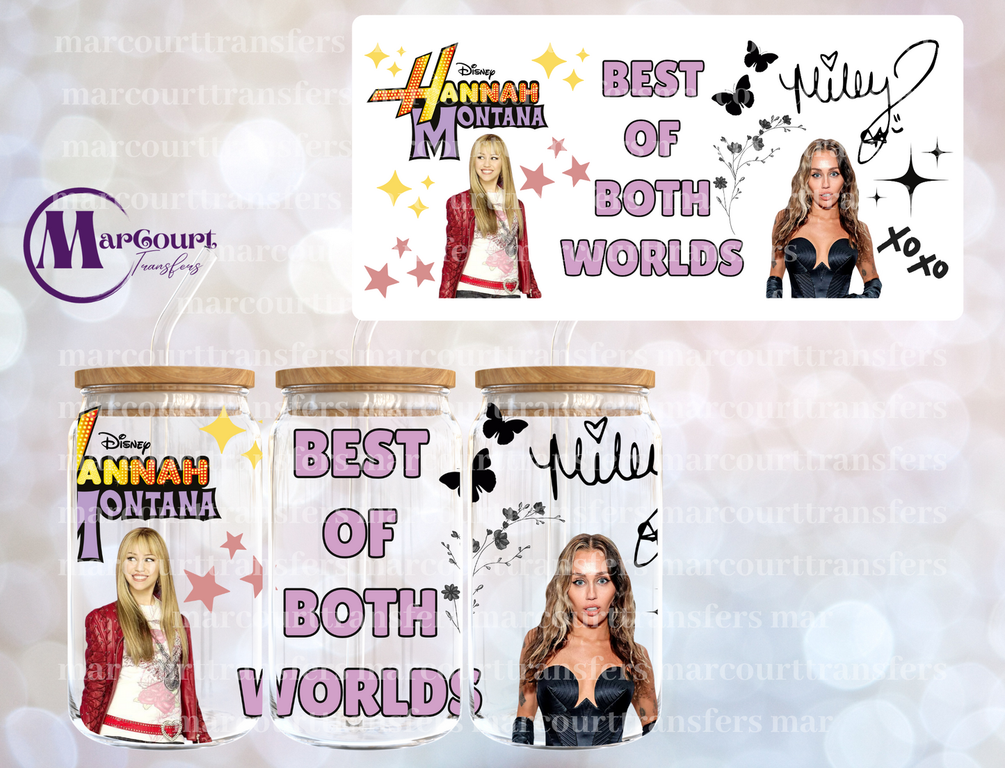HANNAH MONTANA MILEY CYRUS-16 0Z-UV DTF CUP WRAP