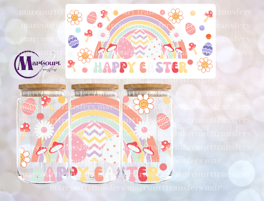 HAPPY EASTER GROOVY RAINBOW-16 0Z-UV DTF CUP WRAP