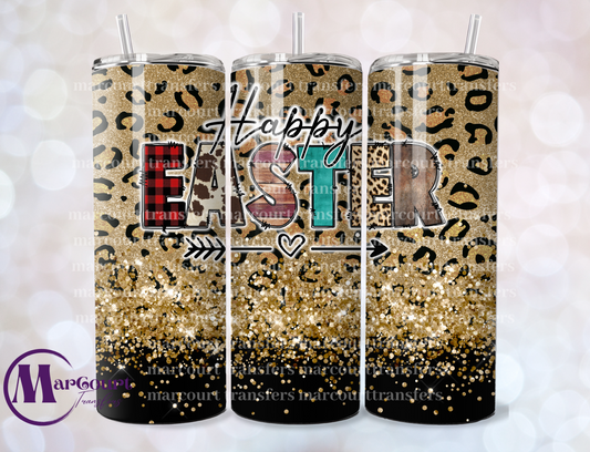 HAPPY EASTER LEOPARD GLITTER-SKINNY TUMBLER TRANSFER (SUBLIMATION)